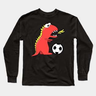 Funny Dinosaur Soccer Player Long Sleeve T-Shirt